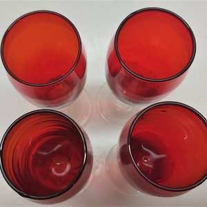 4 Vintage Clear Petal Stem Sherry Red Glasses image 2