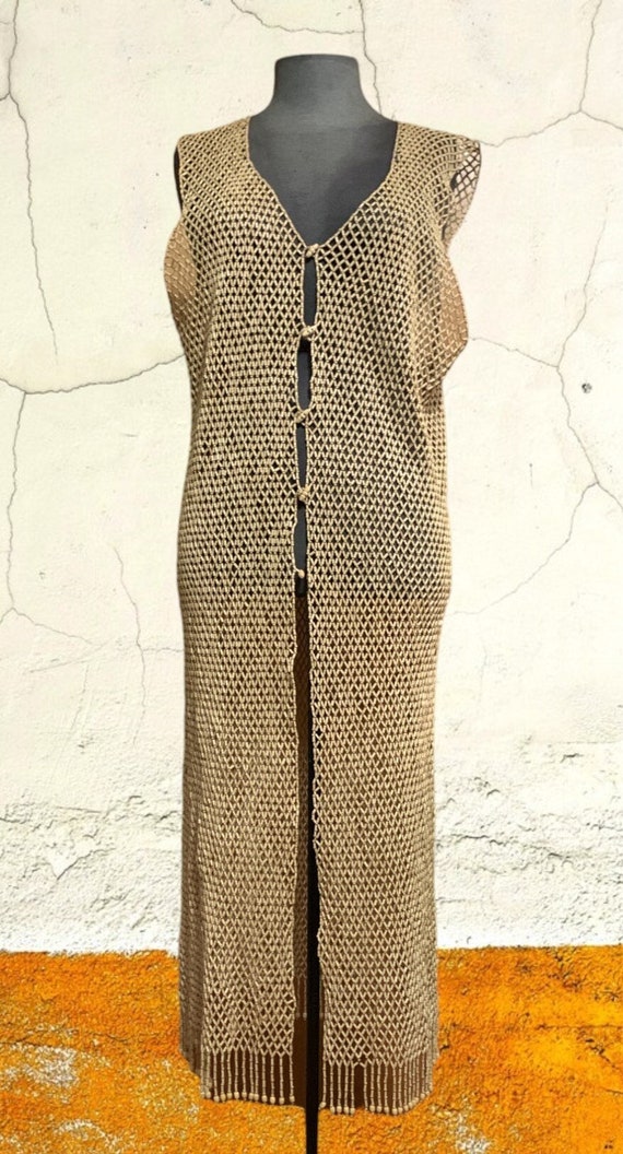 Wood Bead Duster Jacket, Beach Cover up