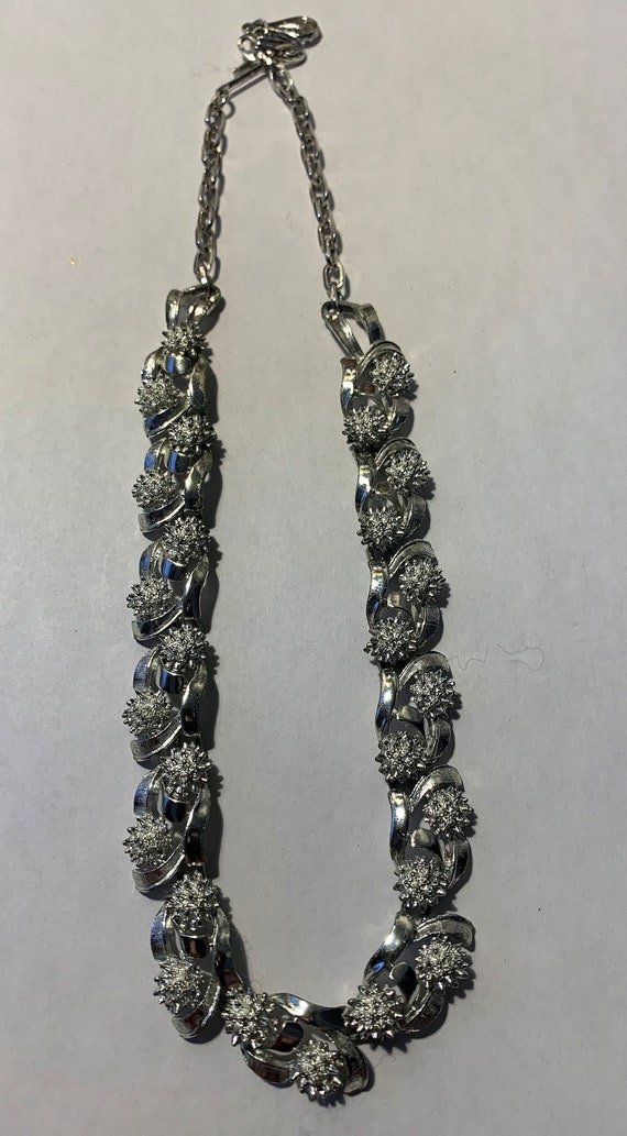 Vintage CORO Brushed Silver Tone Choker Necklace - image 1