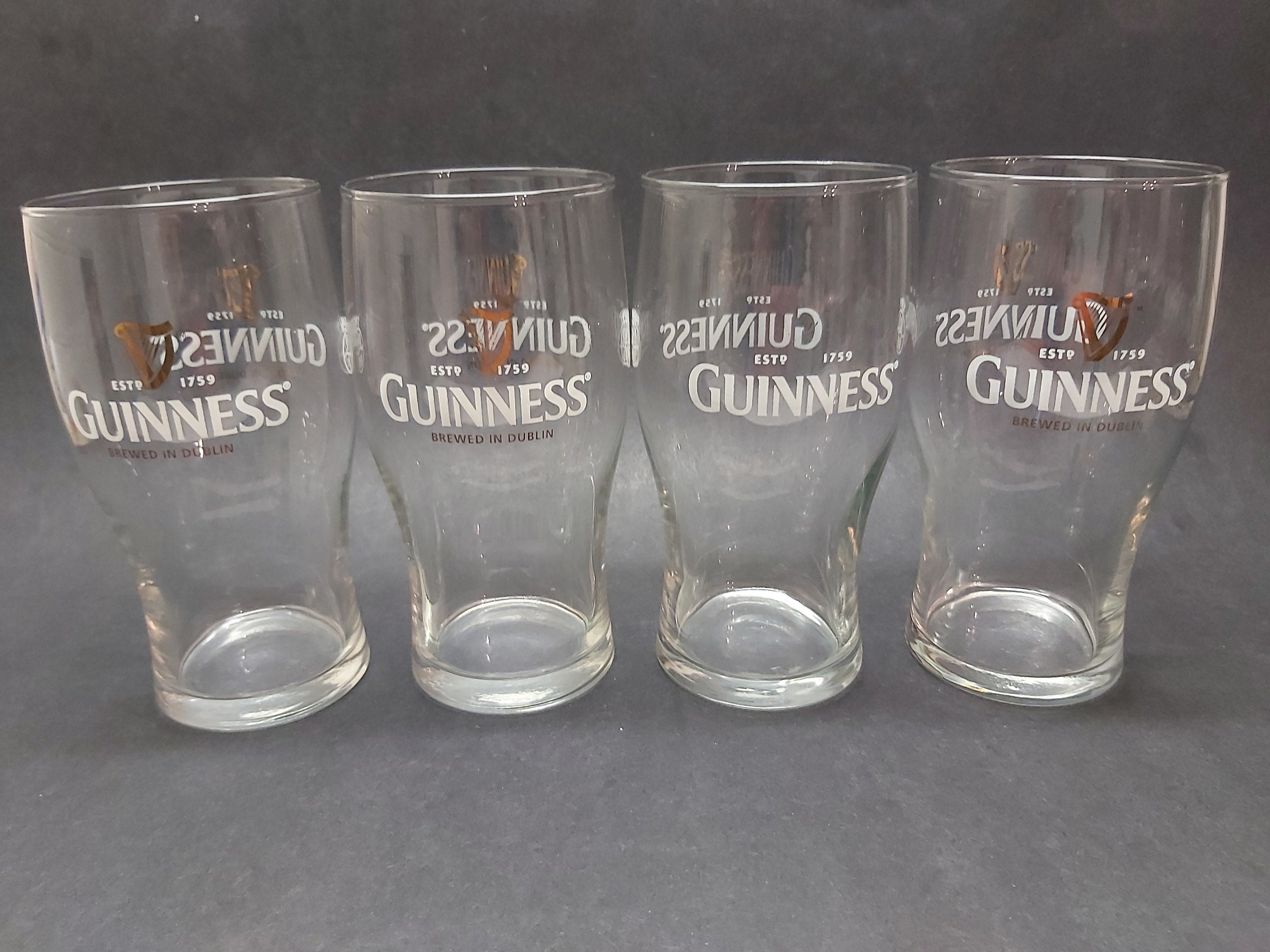 Guinness Gold Harp Beer Glass Tumbler Pub Barware Brewed in Dublin SET OF 4
