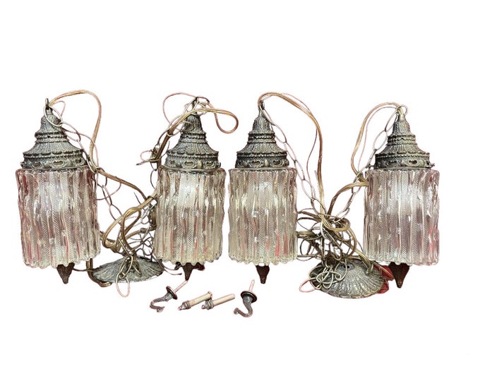 1945 Art Deco Double Swag Ceiling Light Fixture Etsy