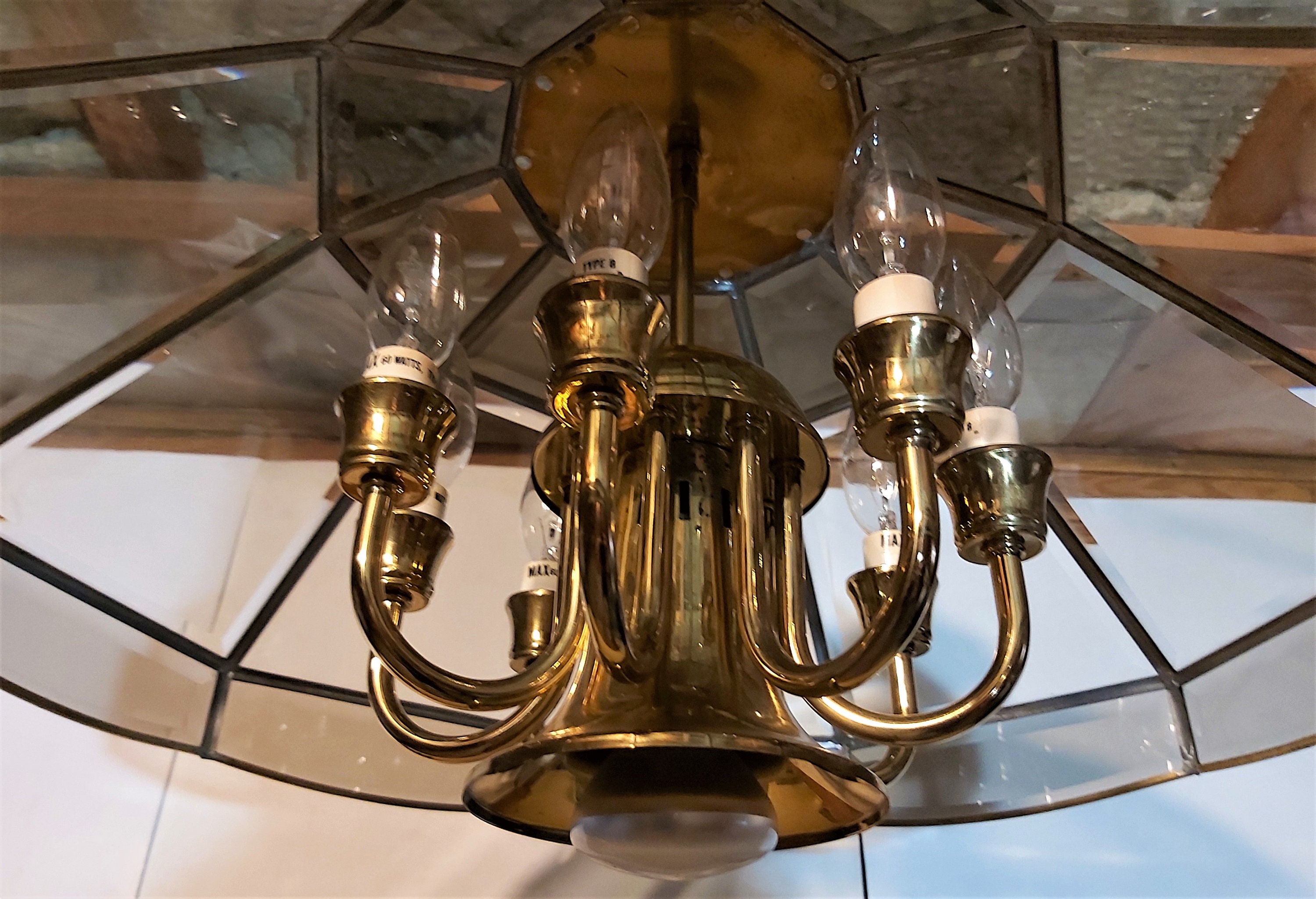 Vintage beveled glass chandelier deals