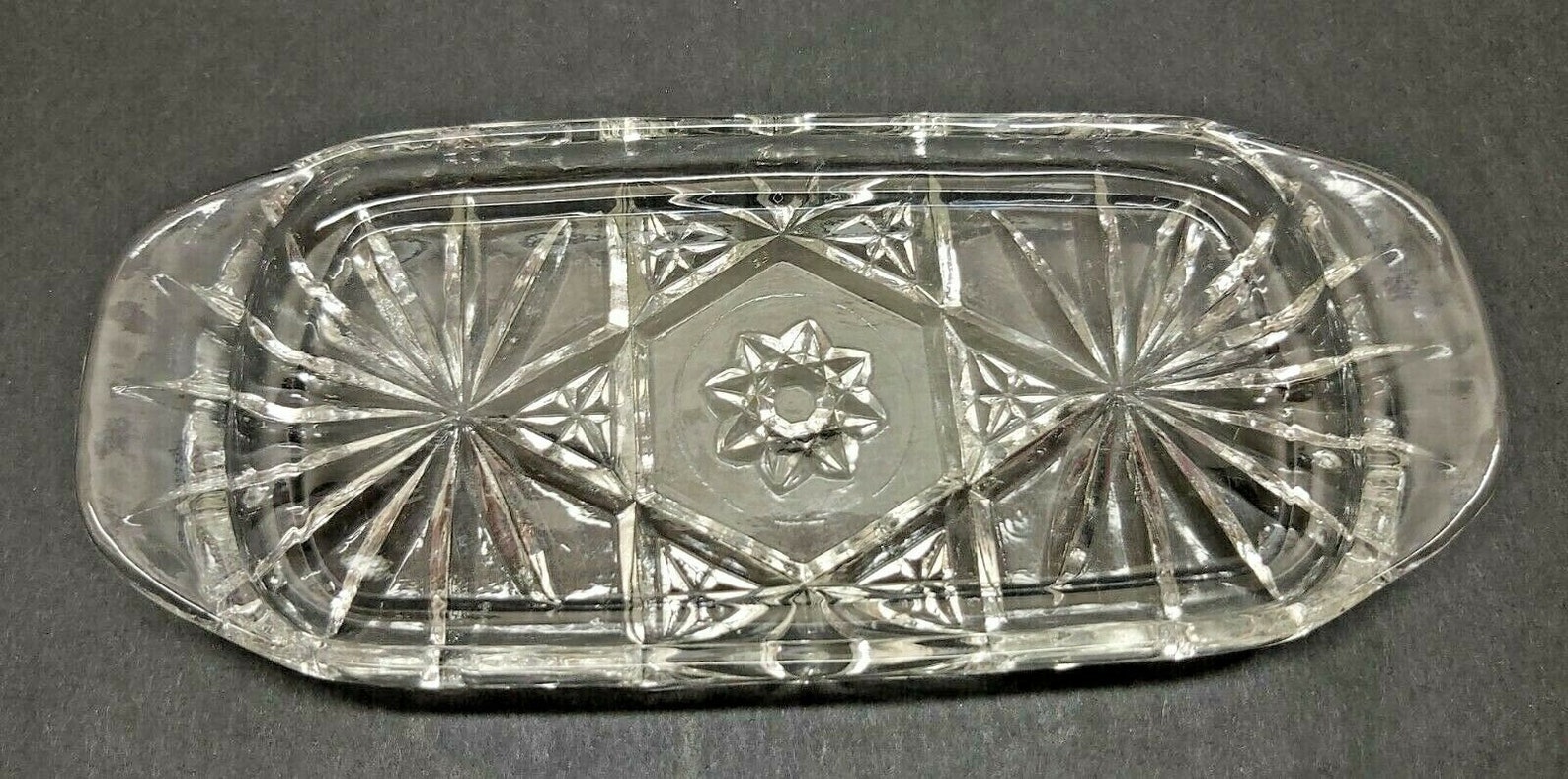 Vintage Clear Cut Glass Crystal Rectangular Lidded Butter Dish Etsy