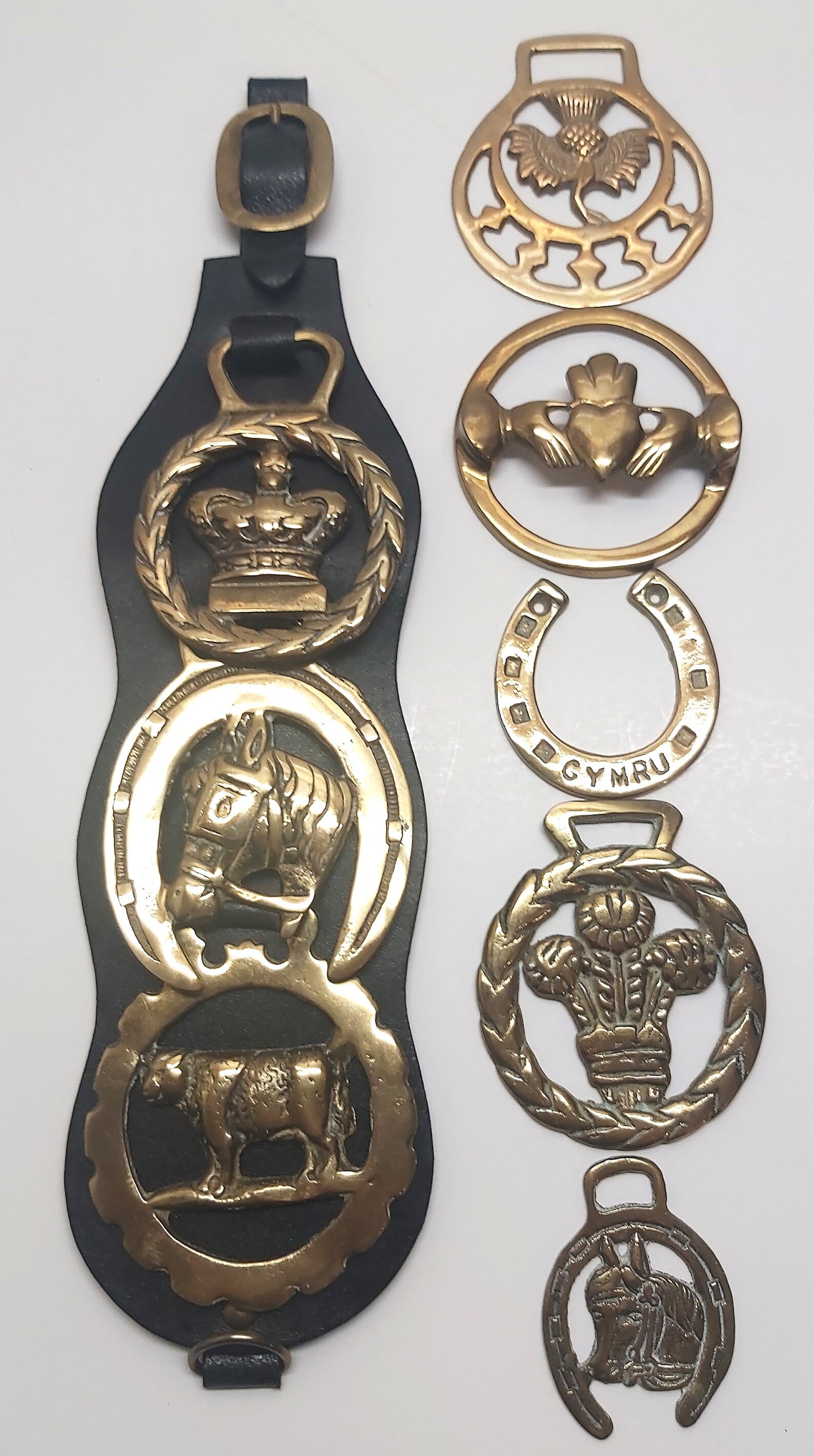 3 Médaillons De Harnais D'époque En Laiton – Sellerie Cheval Vintage
