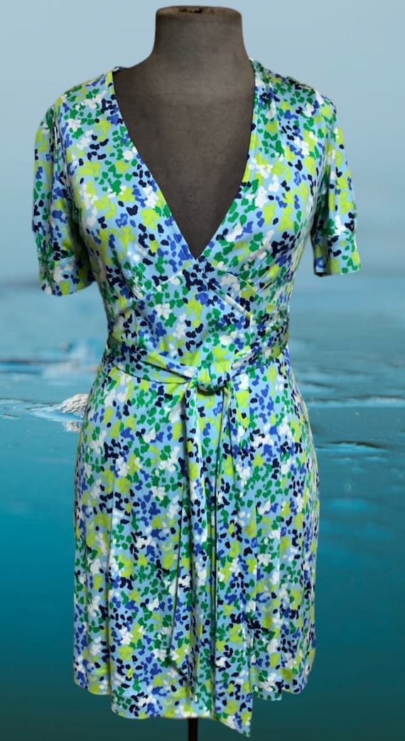 Lilly Pulitzer Women's Green and Blue Wrap Dress