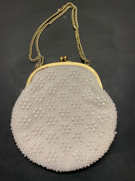 Vintage white beaded purse clearance