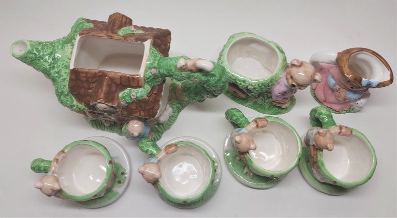 Vintage Children/'s Teddy Bear Tea Set Complete Not Miniature