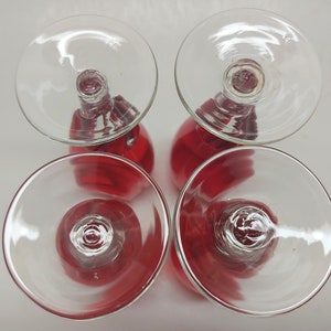 4 Vintage Clear Petal Stem Sherry Red Glasses image 5