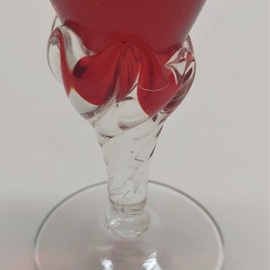 4 Vintage Clear Petal Stem Sherry Red Glasses image 3