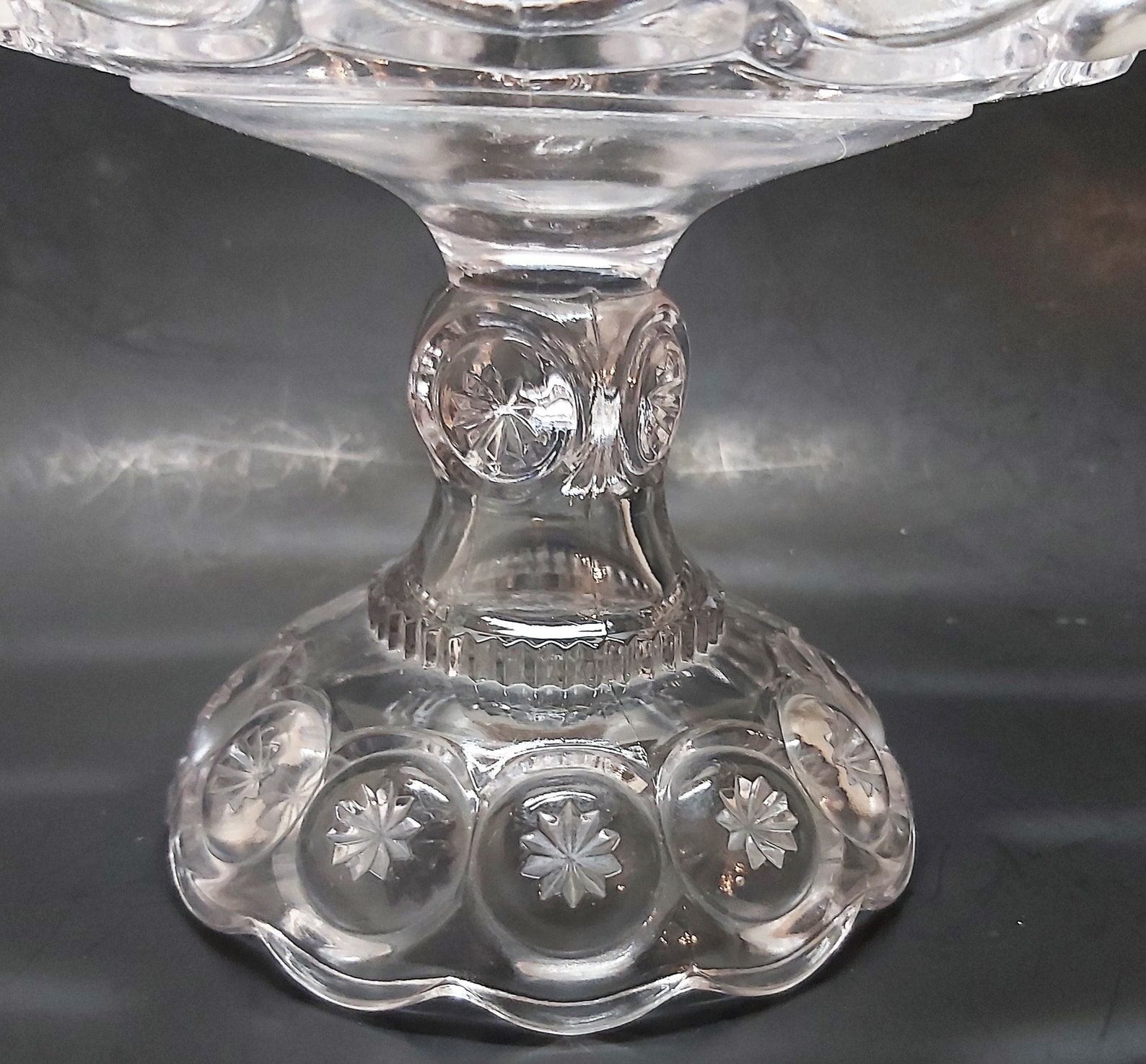 Antique Adams PALACE Large Glass Compote Moon and Star Covered Etsy