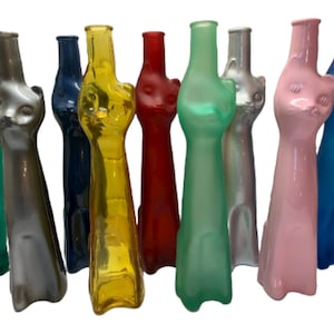 Happy Cat Empty Wine Bottle German Riesling Decorative Vase COLOR CHOICE