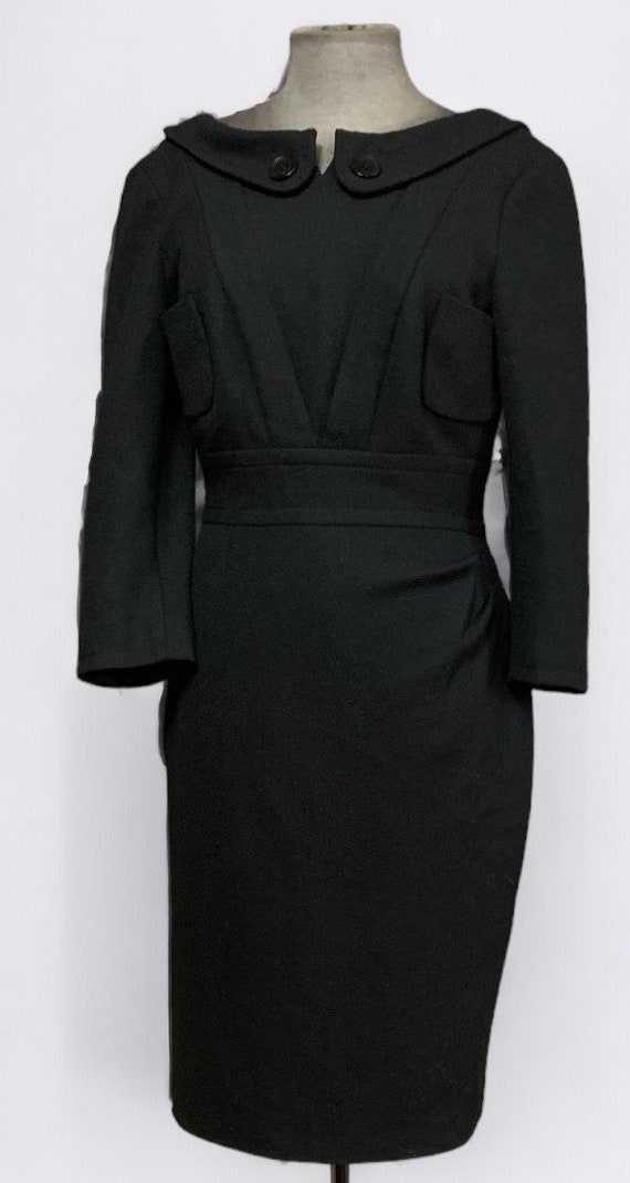 Karen Millen Little Black Wiggle Wool Dress US 8 Etsy