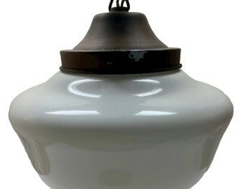 11" White Milk Glass Globe Schoolhouse Pendant Light Fixture