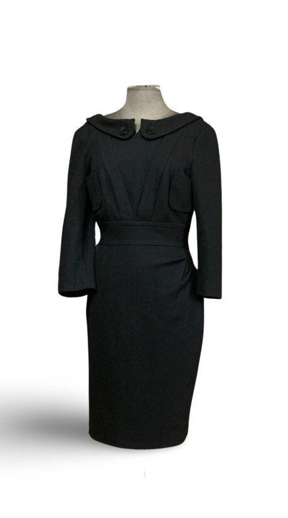 Karen Millen Little Black Wiggle Wool Dress US 8