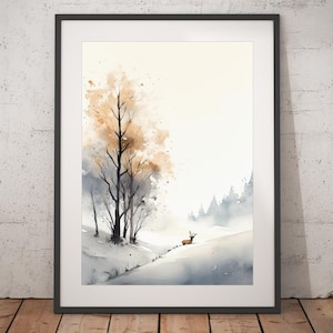 Snowy Watercolor Print - Unframed, Watercolor Wall Art, Wall Art Print, Watercolor Print