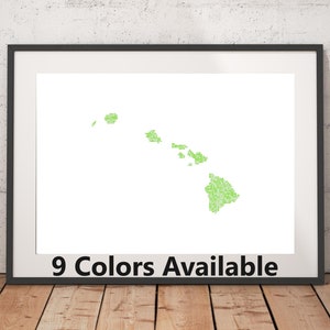 Hawaii Pointillism Print - Unframed, State Wall Art, Hawaii Art Print, Wall Art Print