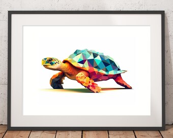 Geometric Turtle Print - Unframed, Animal Wall Art, Turtle Art Print, Wall Art Print, Art Print, Animal Art