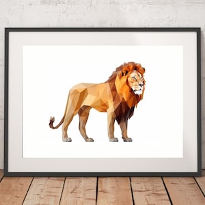 Geometric Lion Print - Unframed, Animal Wall Art, Lion Art Print, Wall Art Print, Art Print, Animal Art