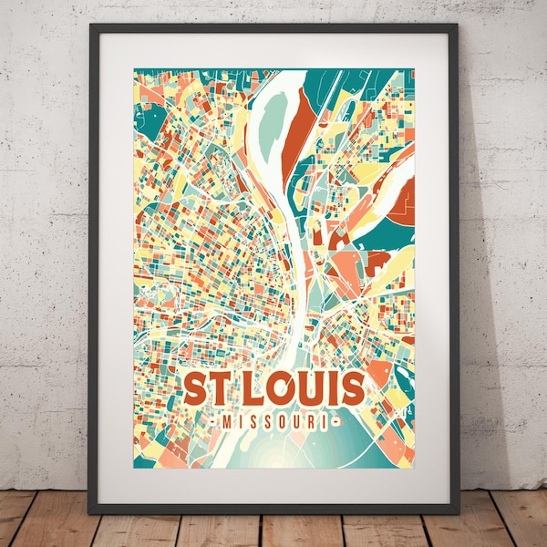 St Louis Colorful Map Print - Unframed, St Louis Wall Art, Wall Art Print, Missouri Print