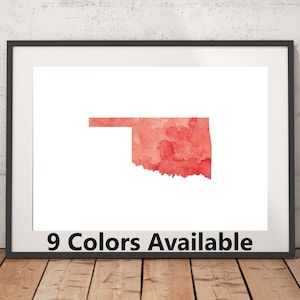 Oklahoma Watercolor Print - Unframed, State Wall Art, Oklahoma Art Print, Wall Art Print