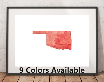 Oklahoma Watercolor Print - Unframed, State Wall Art, Oklahoma Art Print, Wall Art Print