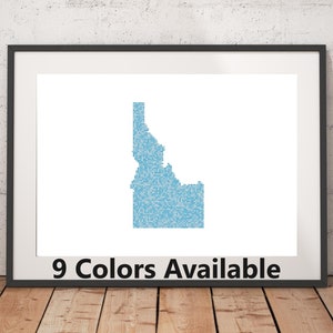 Idaho Pointillism Print - Unframed, State Wall Art, Idaho Art Print, Wall Art Print