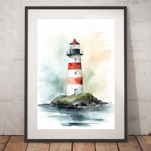 Lighthouse Watercolor Print - Unframed, Watercolor Wall Art, Wall Art Print, Watercolor Print