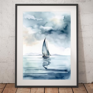 Sailboat Watercolor Print - Unframed, Watercolor Wall Art, Wall Art Print, Watercolor Print