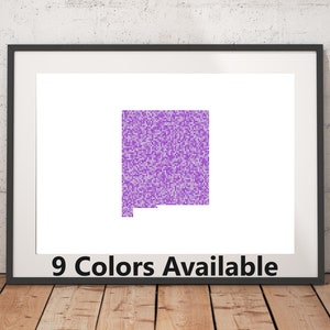 New Mexico Pointillism Print - Unframed, State Wall Art, New Mexico Art Print, Wall Art Print