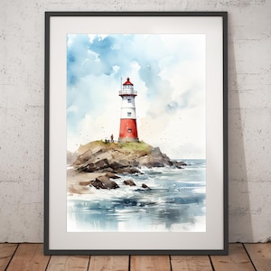 Lighthouse Watercolor Print - Unframed, Watercolor Wall Art, Wall Art Print, Watercolor Print
