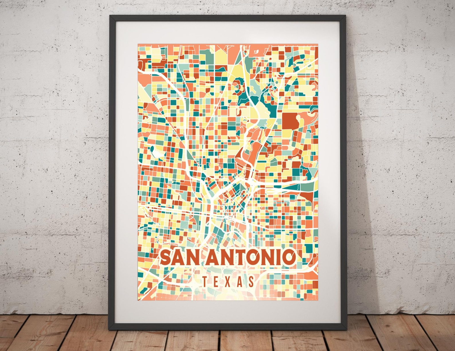 San Antonio Colorful Map Print Unframed, San Antonio Wall Art, Wall Art