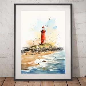 Lighthouse Watercolor Print - Unframed, Watercolor Wall Art, Wall Art Print, Watercolor Print