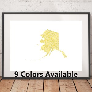 Alaska Pointillism Print - Unframed, State Wall Art, Alaska Art Print, Wall Art Print