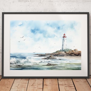 Lighthouse Watercolor Print - Unframed, Watercolor Wall Art, Wall Art Print, Watercolor Print