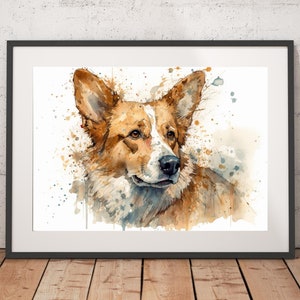 Watercolor Corgi Print - Unframed, Dog Wall Art, Corgi Art Print, Wall Art Print