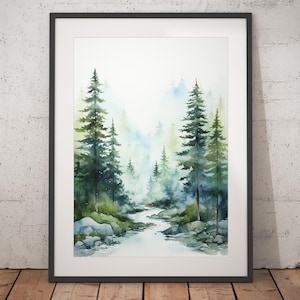 Forest Watercolor Print - Unframed, Watercolor Wall Art, Wall Art Print, Watercolor Print