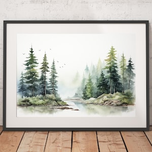 Forest Watercolor Print - Unframed, Watercolor Wall Art, Wall Art Print, Watercolor Print