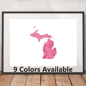 Michigan Watercolor Print - Unframed, State Wall Art, Michigan Art Print, Wall Art Print