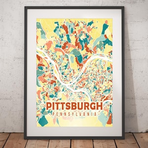 Pittsburgh Colorful Map Print - Unframed, Pittsburgh Wall Art, Wall Art Print, Pennsylvania Print