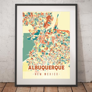 Albuquerque Colorful Map Print - Unframed, Albuquerque Wall Art, Wall Art Print, New Mexico Print