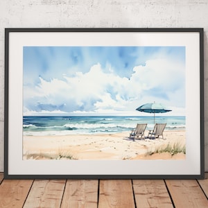 Beach Watercolor Print - Unframed, Watercolor Wall Art, Wall Art Print, Watercolor Print
