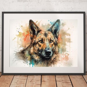 Watercolor German Shepherd Print - Unframed, Dog Wall Art, German Shepherd Art Print, Wall Art Print