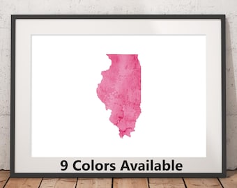 Illinois Watercolor Print - Unframed, State Wall Art, Illinois Art Print, Wall Art Print