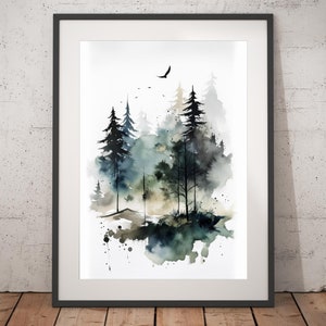 Forest Watercolor Print - Unframed, Watercolor Wall Art, Wall Art Print, Watercolor Print