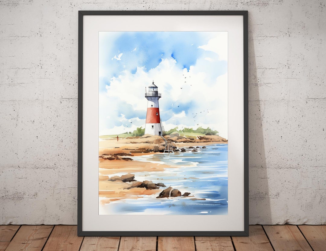 Lighthouse Watercolor Print - Unframed, Watercolor Wall Art, Wall Art ...