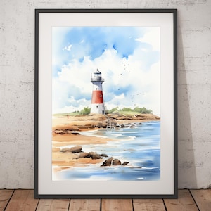 Lighthouse Watercolor Print - Unframed, Watercolor Wall Art, Wall Art Print, Watercolor Print