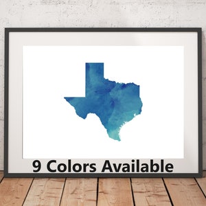 Texas Watercolor Print - Unframed, State Wall Art, Texas Art Print, Wall Art Print