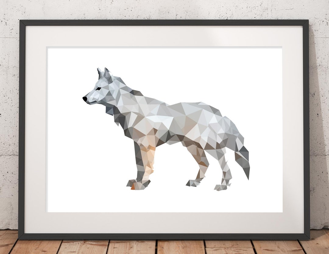 Geometric Wolf Print Unframed Animal Wall Art Wolf Art Etsy
