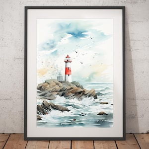 Lighthouse Watercolor Print - Unframed, Watercolor Wall Art, Wall Art Print, Watercolor Print