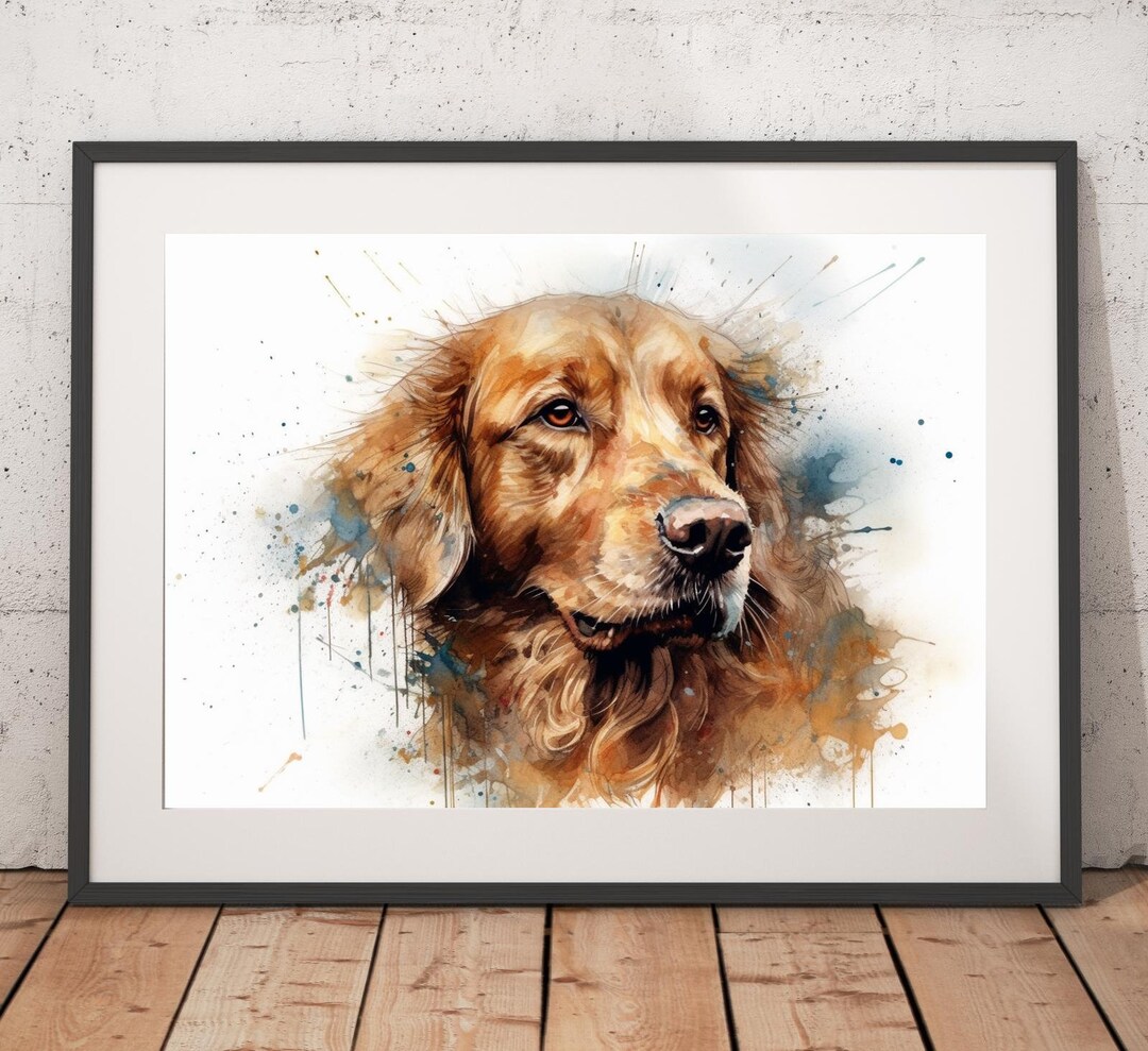 Watercolor Golden Retriever Print - Unframed, Dog Wall Art, Golden ...